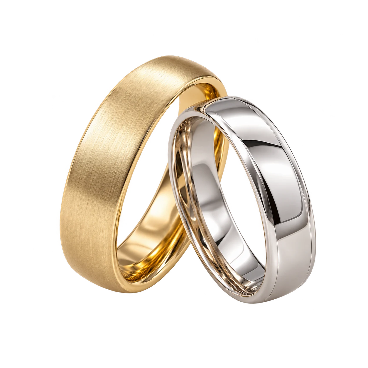 Bildidee: ein goldener und ein platinfarbener Ring